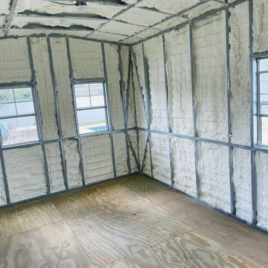 Closed-cell spray foam insulation applied to wall cavities in a residential project in Ewa Villages